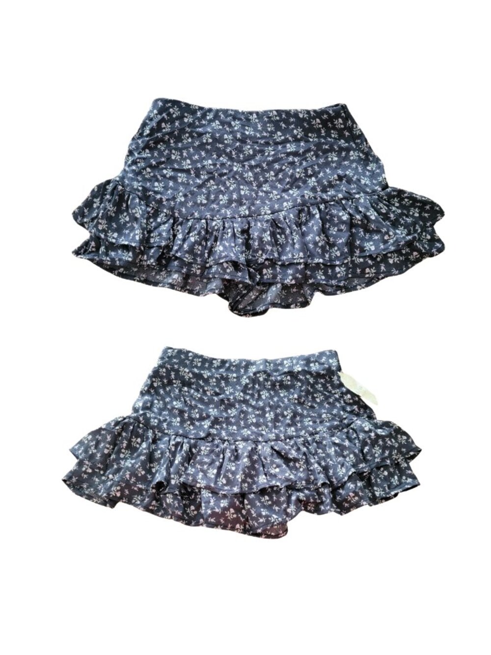 Altar’d State Black Dainty Floral Ruffled Shorts (skirted shorts aka Skort)